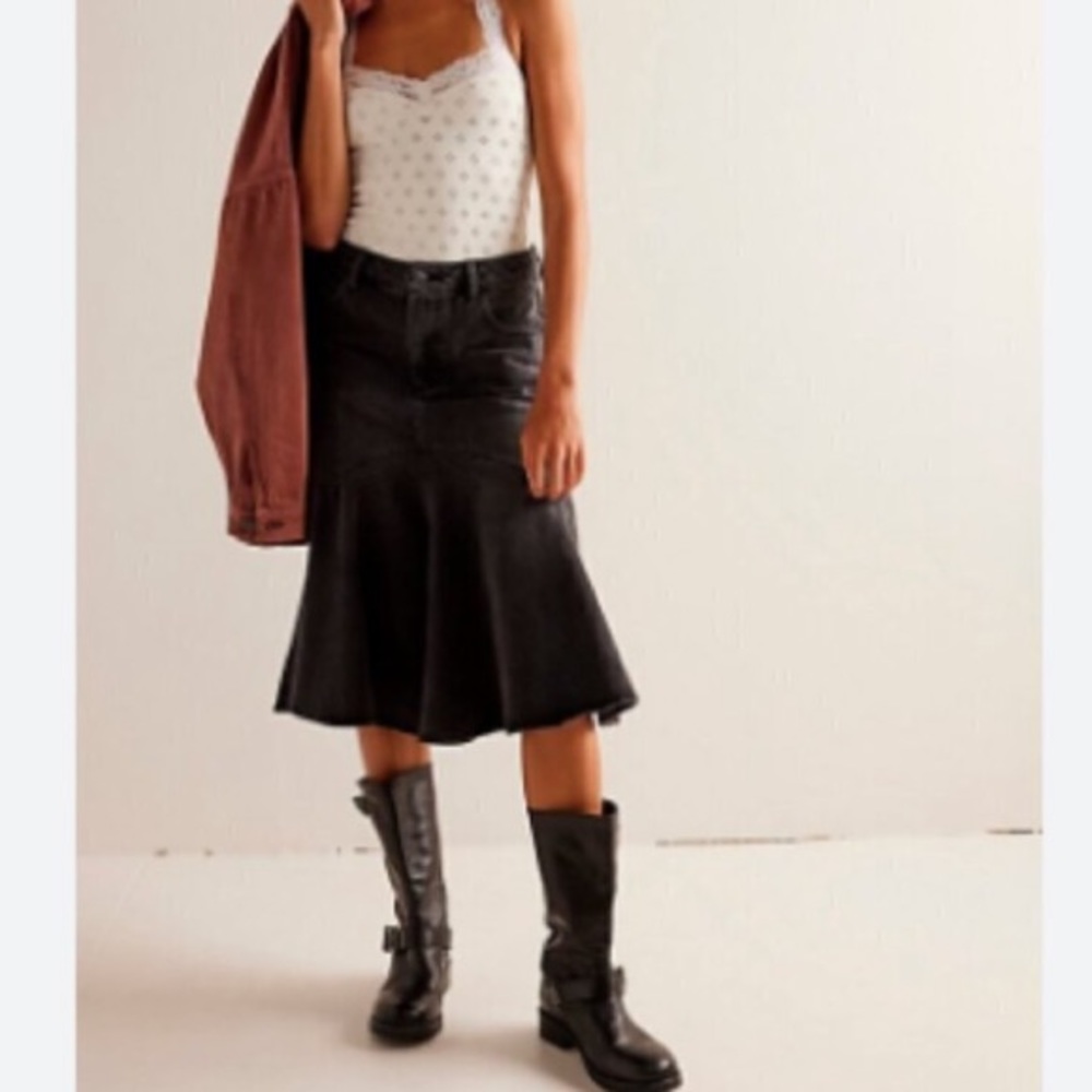 Free People We The Free Fishtail Denim Skirt Size 27